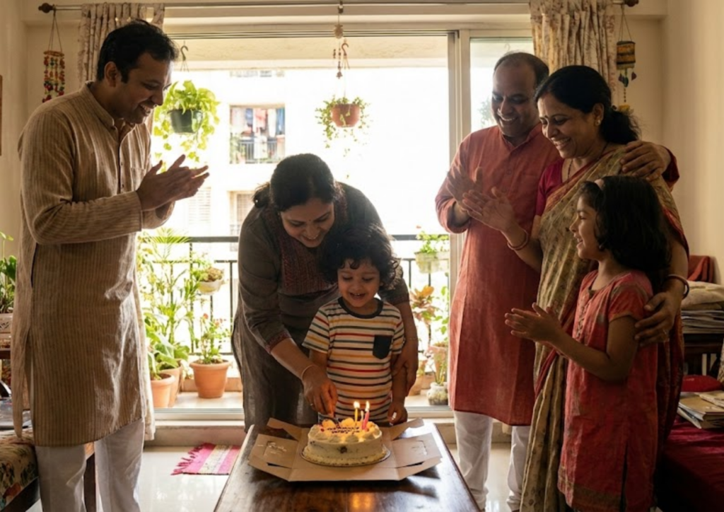 Cake cutting for birthday